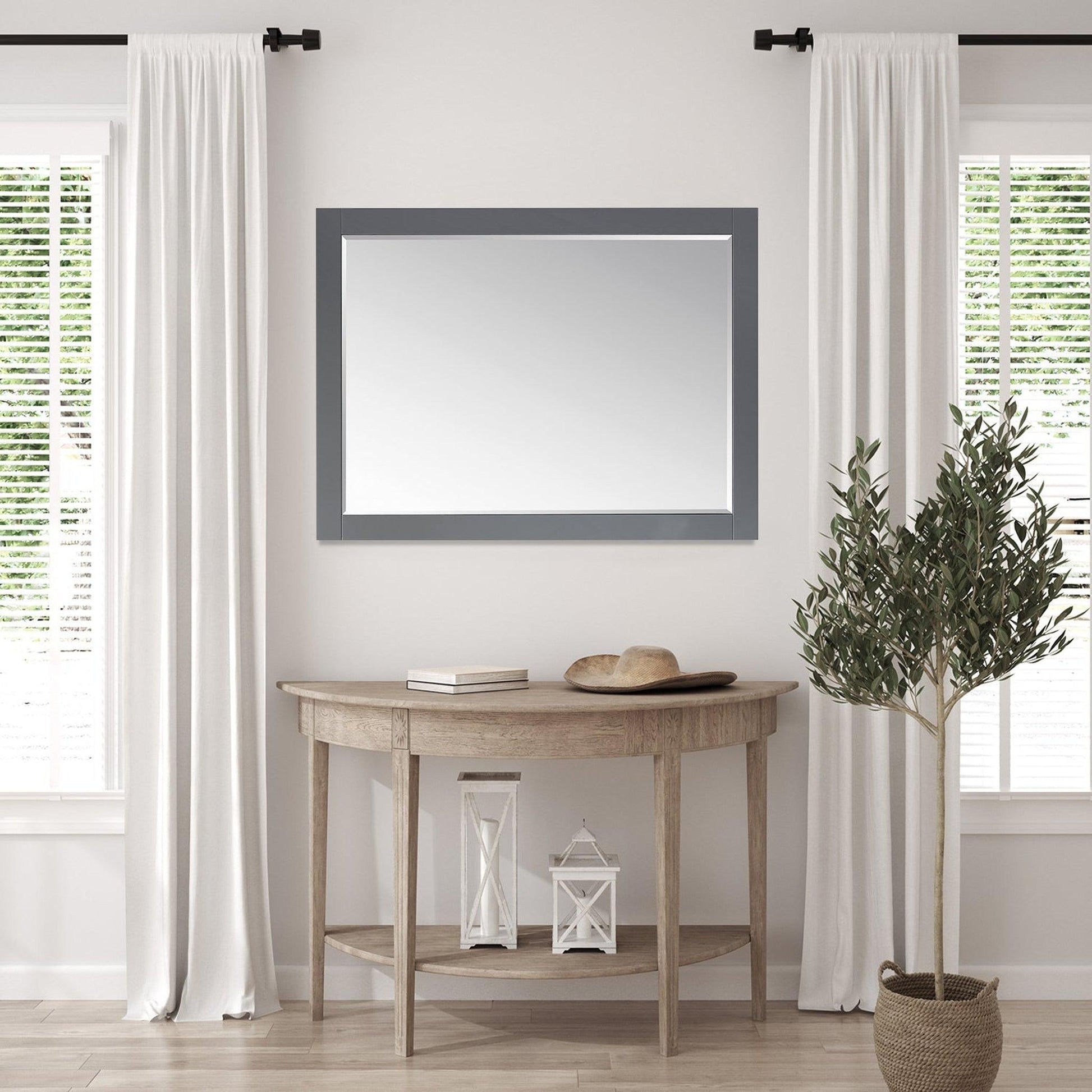 Altair Ivy 48" x 36" Rectangle Gray Wood Framed Wall-Mounted Mirror
