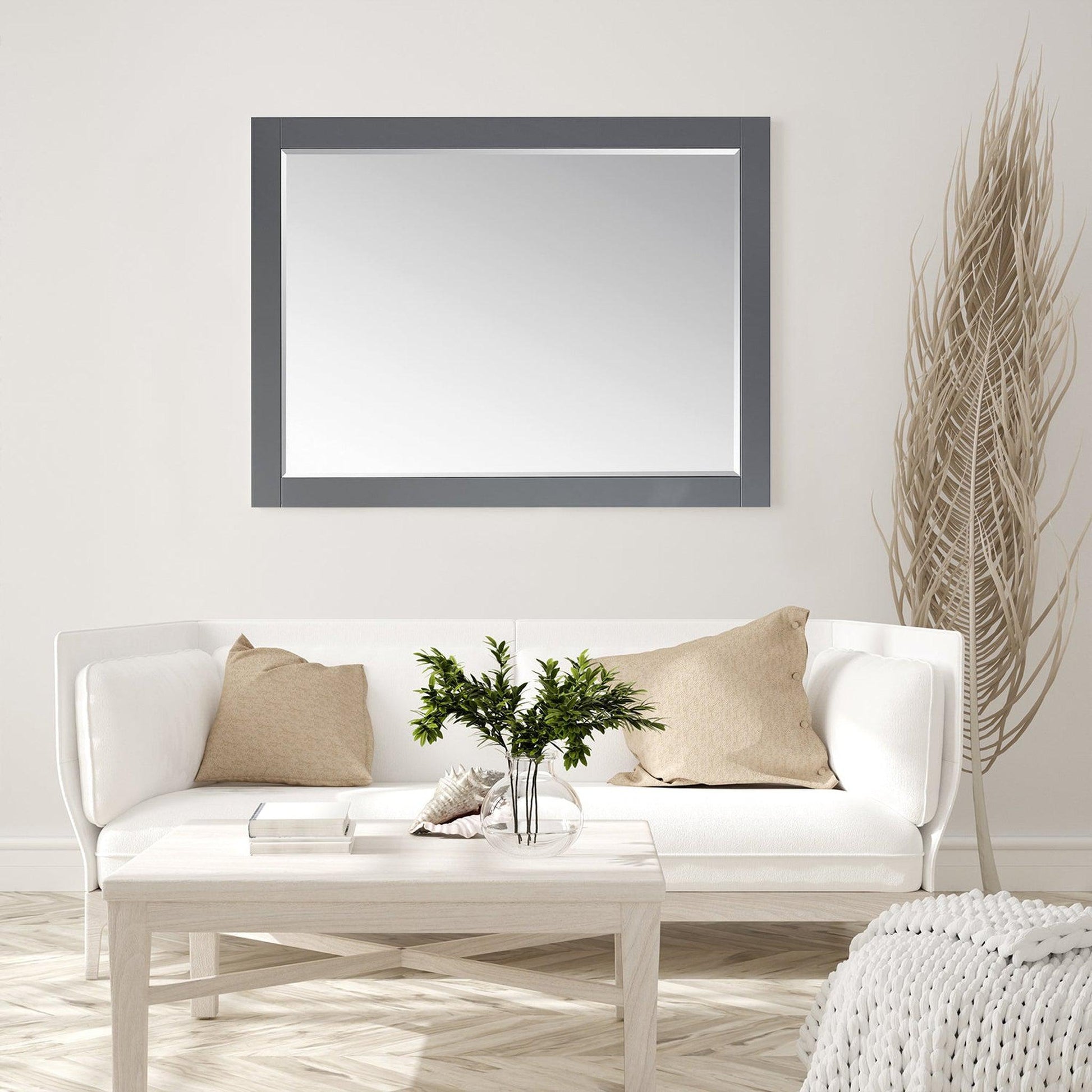 Altair Ivy 48" x 36" Rectangle Gray Wood Framed Wall-Mounted Mirror