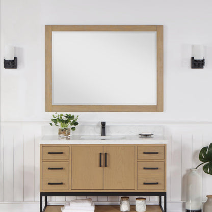 Altair Ivy 48" x 36" Rectangle Washed Oak Wood Framed Wall-Mounted Mirror