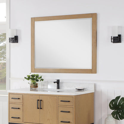 Altair Ivy 48" x 36" Rectangle Washed Oak Wood Framed Wall-Mounted Mirror