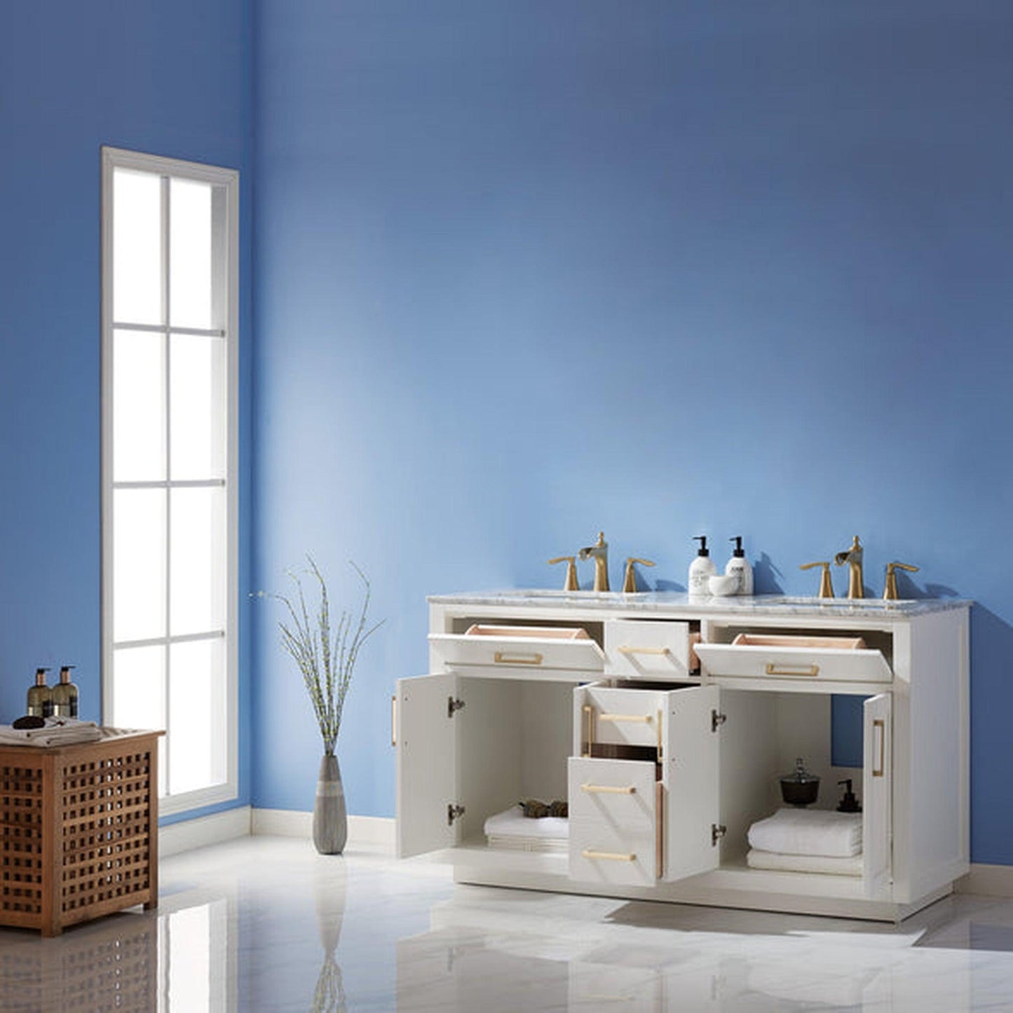 Altair Ivy 60" White Freestanding Double Bathroom Vanity Base