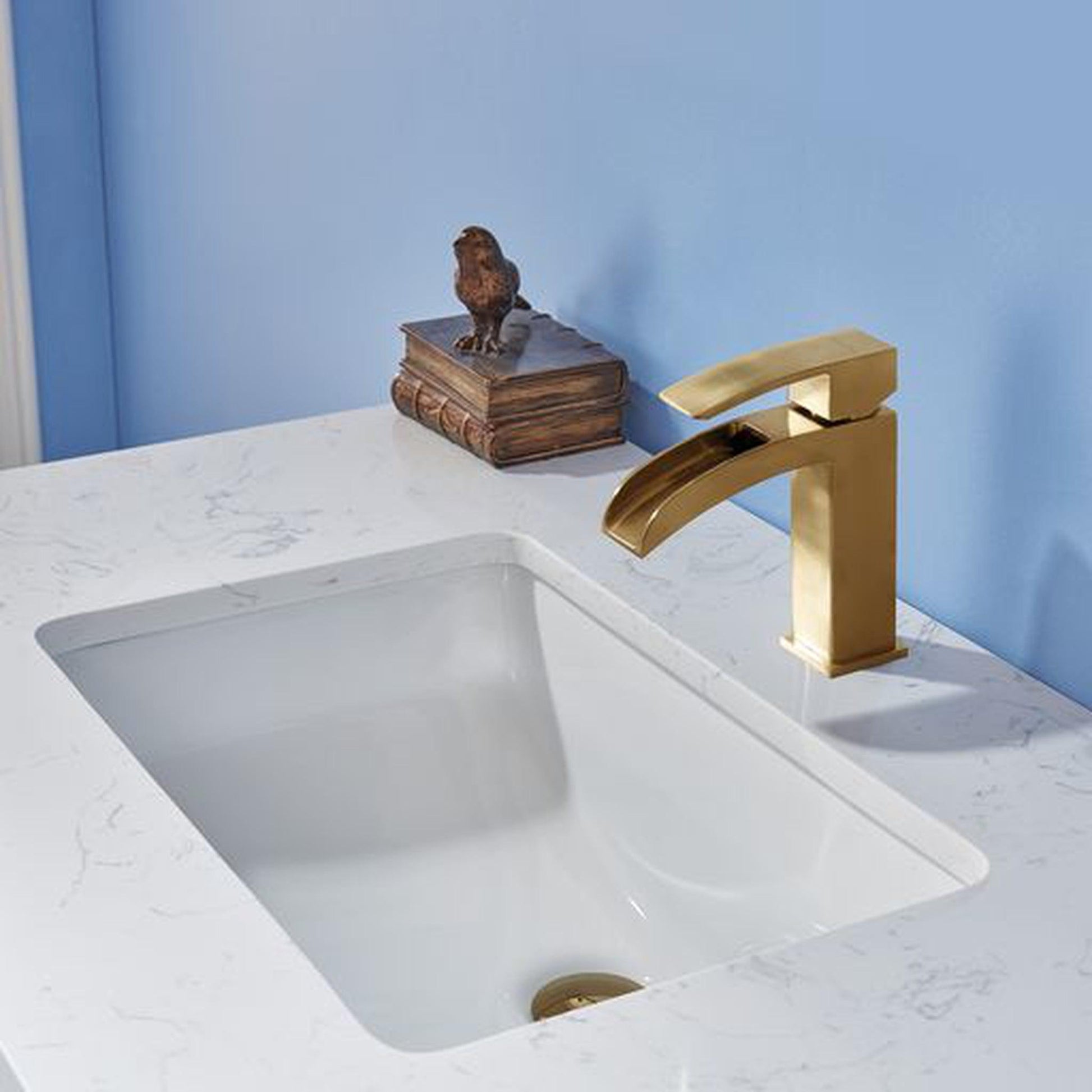 Altair Jackson 36" Single White Freestanding Bathroom Vanity Set With Aosta White Composite Stone Top, Rectangular Undermount Ceramic Sink, and Overflow