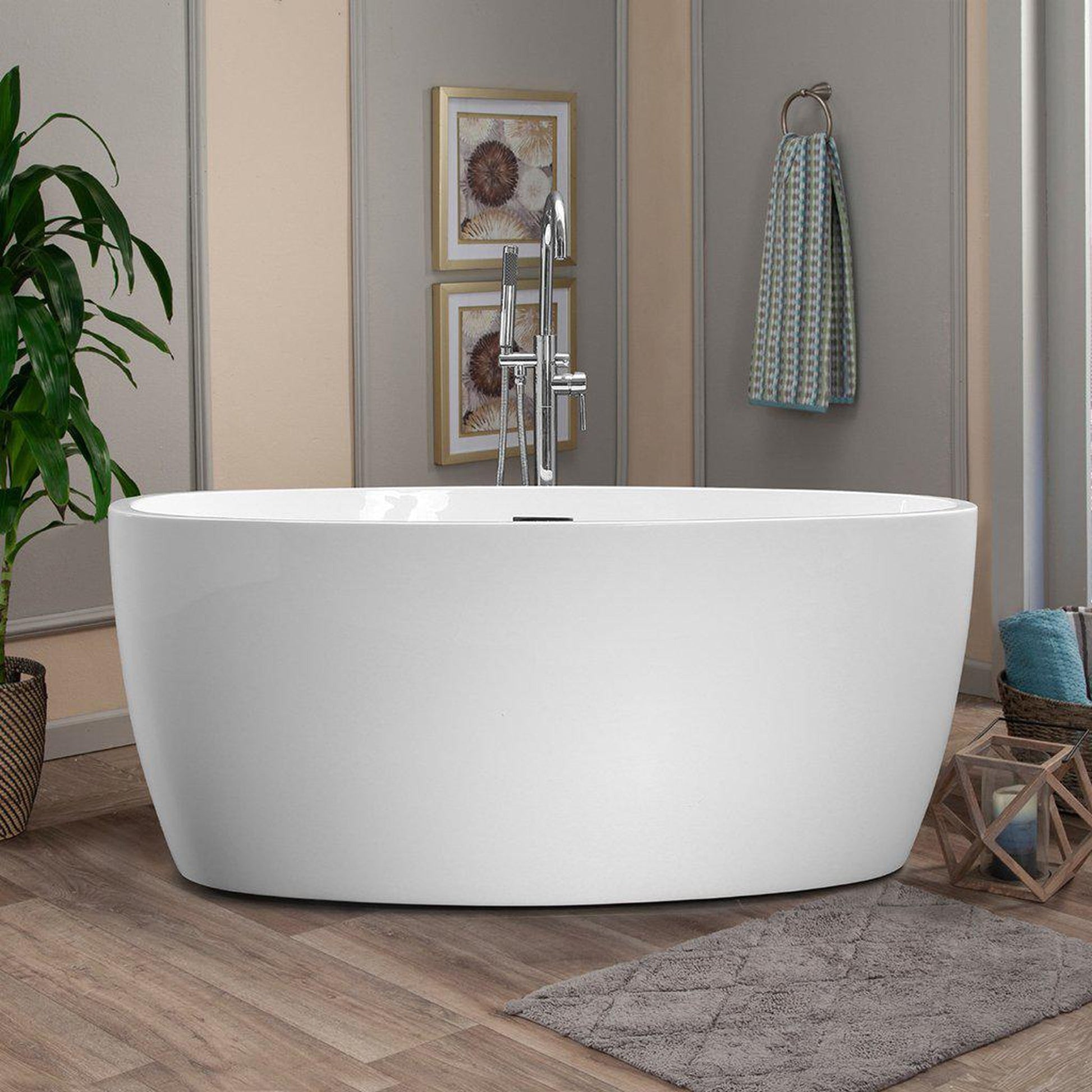 Altair Jolie 55" x 32" White Acrylic Freestanding Bathtub