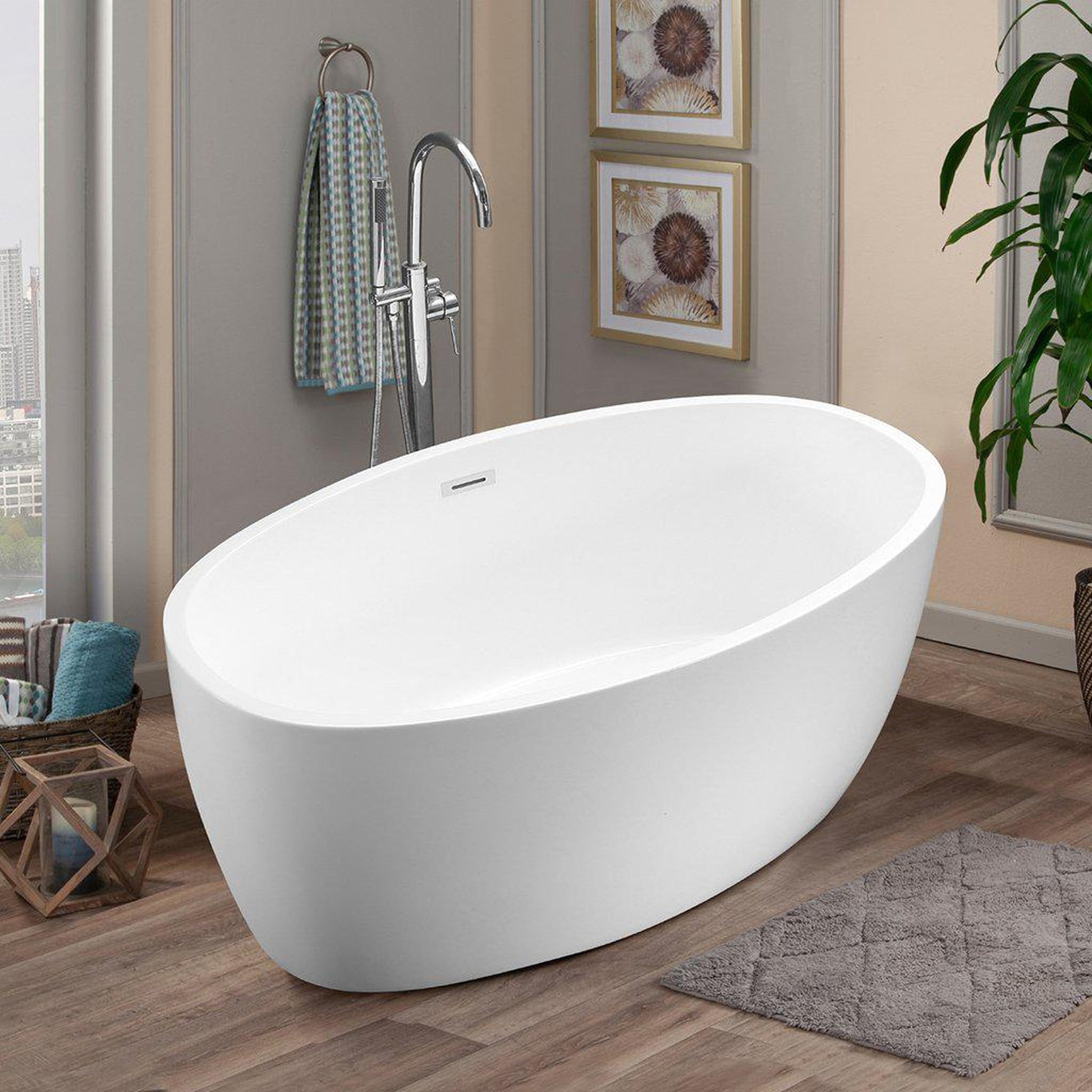 Altair Jolie 55" x 32" White Acrylic Freestanding Bathtub