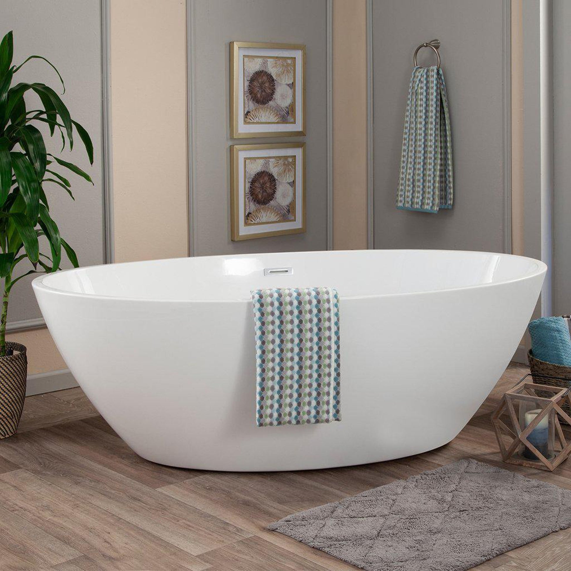 Altair Jolie 69" x 40" White Acrylic Freestanding Bathtub