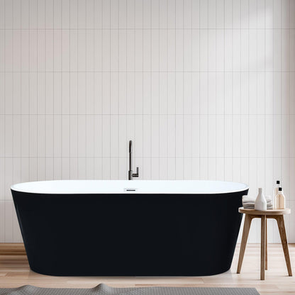 Altair Kaprun 63" x 30" Black Acrylic Freestanding Bathtub With Drain and Overflow