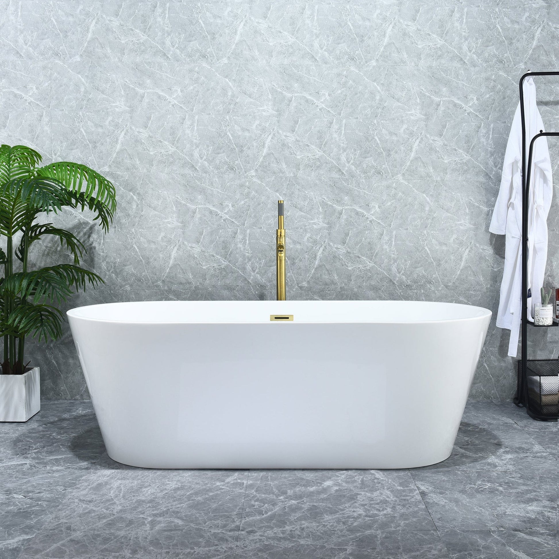 Altair Kaprun 67" x 32" White Acrylic Freestanding Bathtub With Drain and Overflow