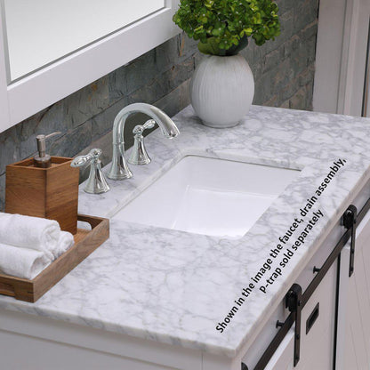 Altair Kinsley 48" Single White Freestanding Bathroom Vanity Set With Natural Carrara White Marble Top, Rectangular Undermount Ceramic Sink, and Overflow