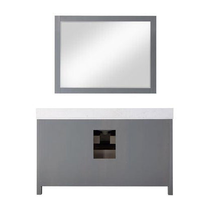 Altair Kinsley 60" Single Gray Freestanding Bathroom Vanity Set With Mirror, Aosta White Composite Stone Top, Rectangular Undermount Ceramic Sink, and Overflow