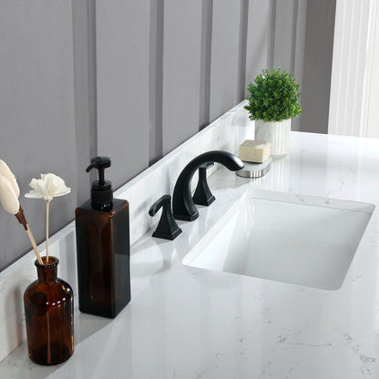 Altair Kinsley 60" Single White Freestanding Bathroom Vanity Set With Aosta White Composite Stone Top Rectangular Undermount Ceramic Sink, Overflow, and Backsplash