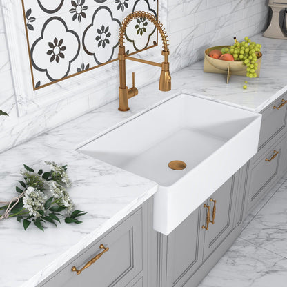 Altair Kosula 36" Rectangular White Ceramic Farmhouse Sink