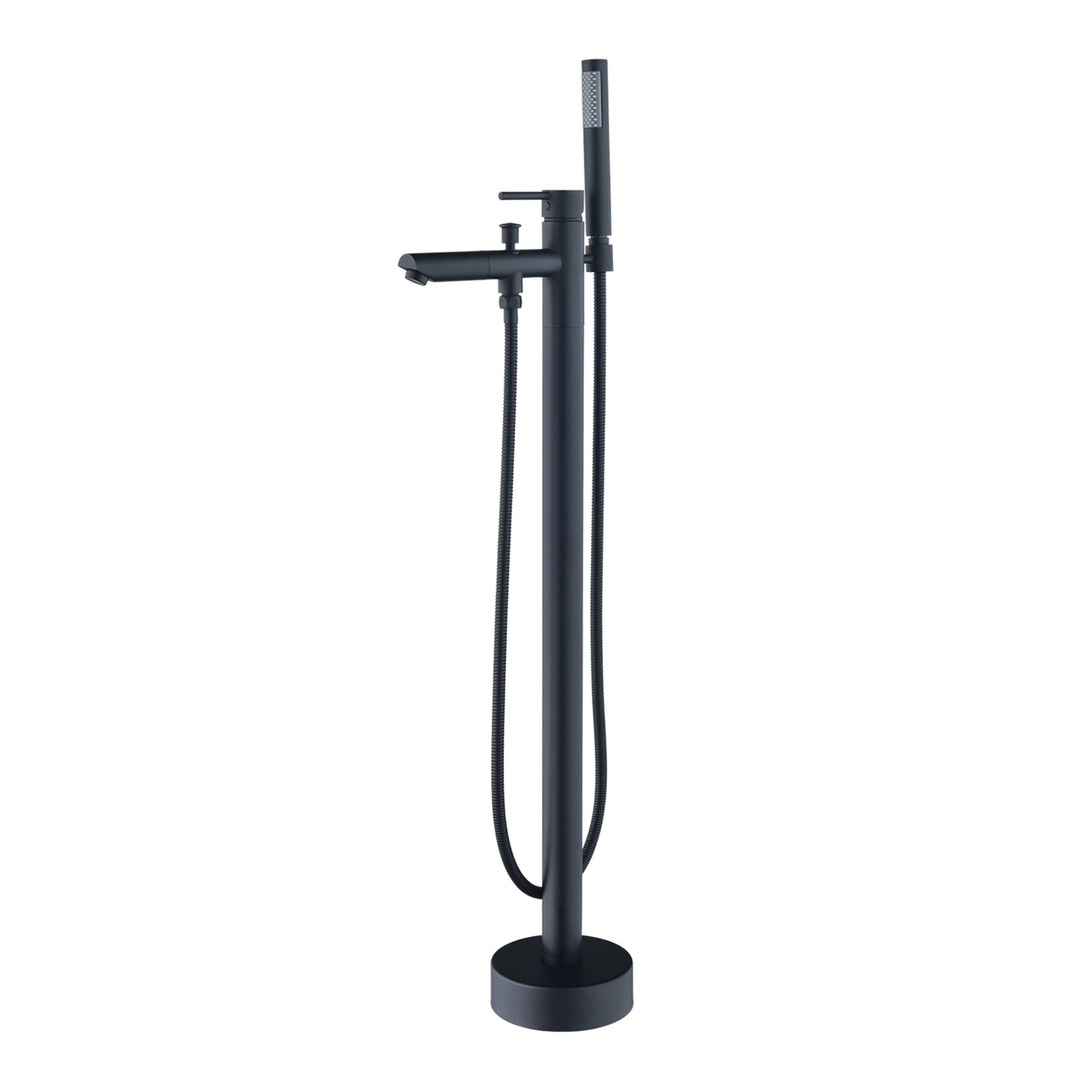 Altair Larod Matte Black Single Lever Handle Freestanding Bathtub Faucet With Handshower