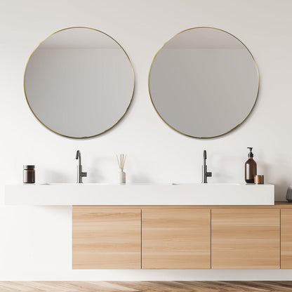 Altair Liceo 42" Round Brushed Gold Aluminum Framed Wall-Mounted Mirror