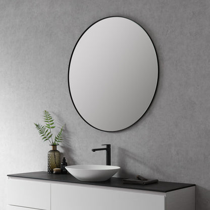 Altair Liceo 42" Round Matt Black Aluminum Framed Wall-Mounted Mirror