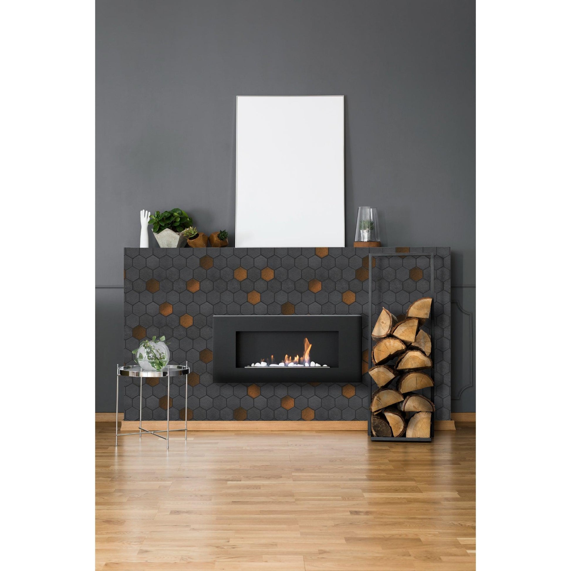 Altair Lugo 9 pcs. Hexagon Dark Grey Stone Mosaic Floor and Wall Tile