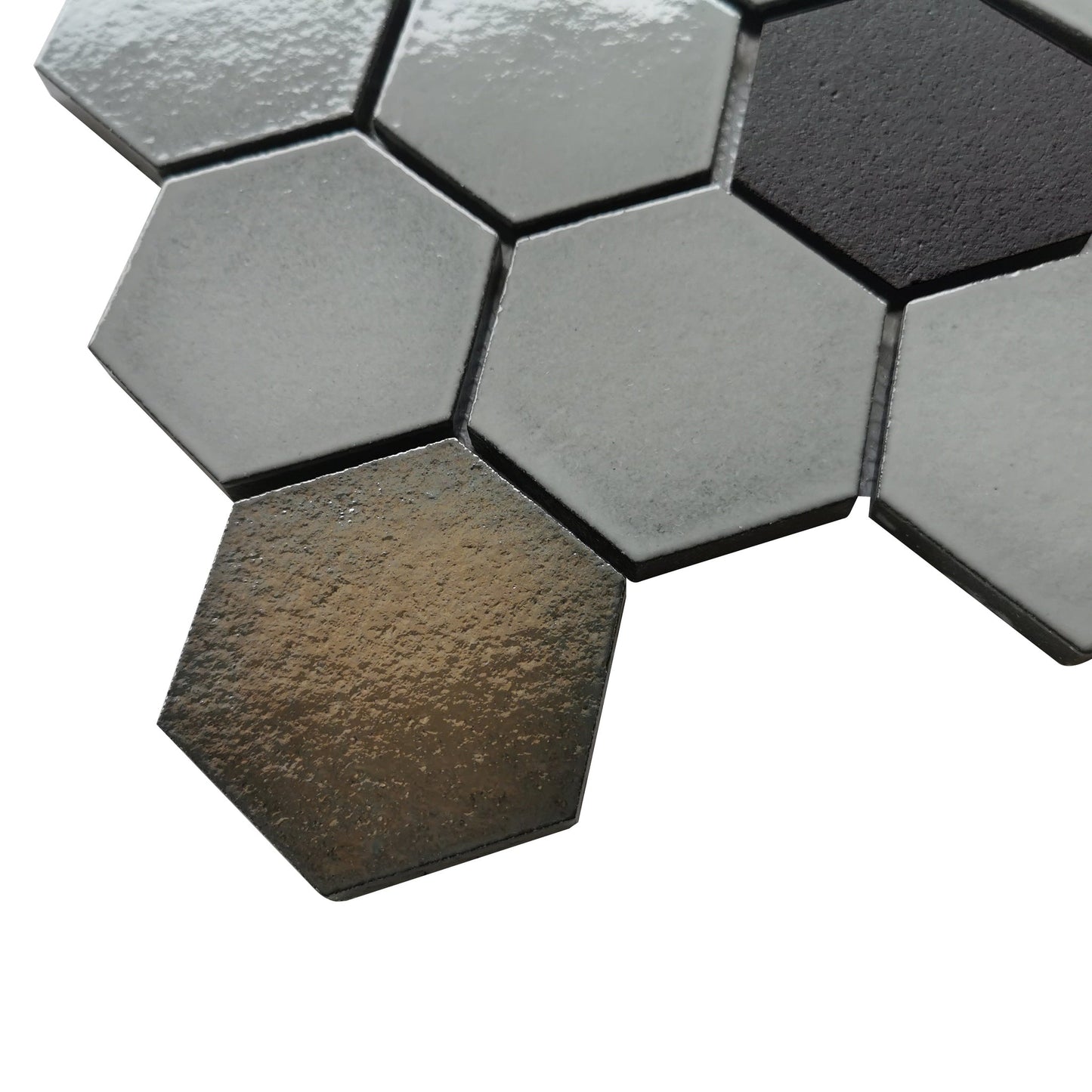 Altair Lugo 9 pcs. Hexagon Grey Stone Mosaic Floor and Wall Tile