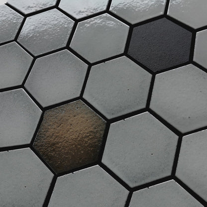 Altair Lugo 9 pcs. Hexagon Grey Stone Mosaic Floor and Wall Tile