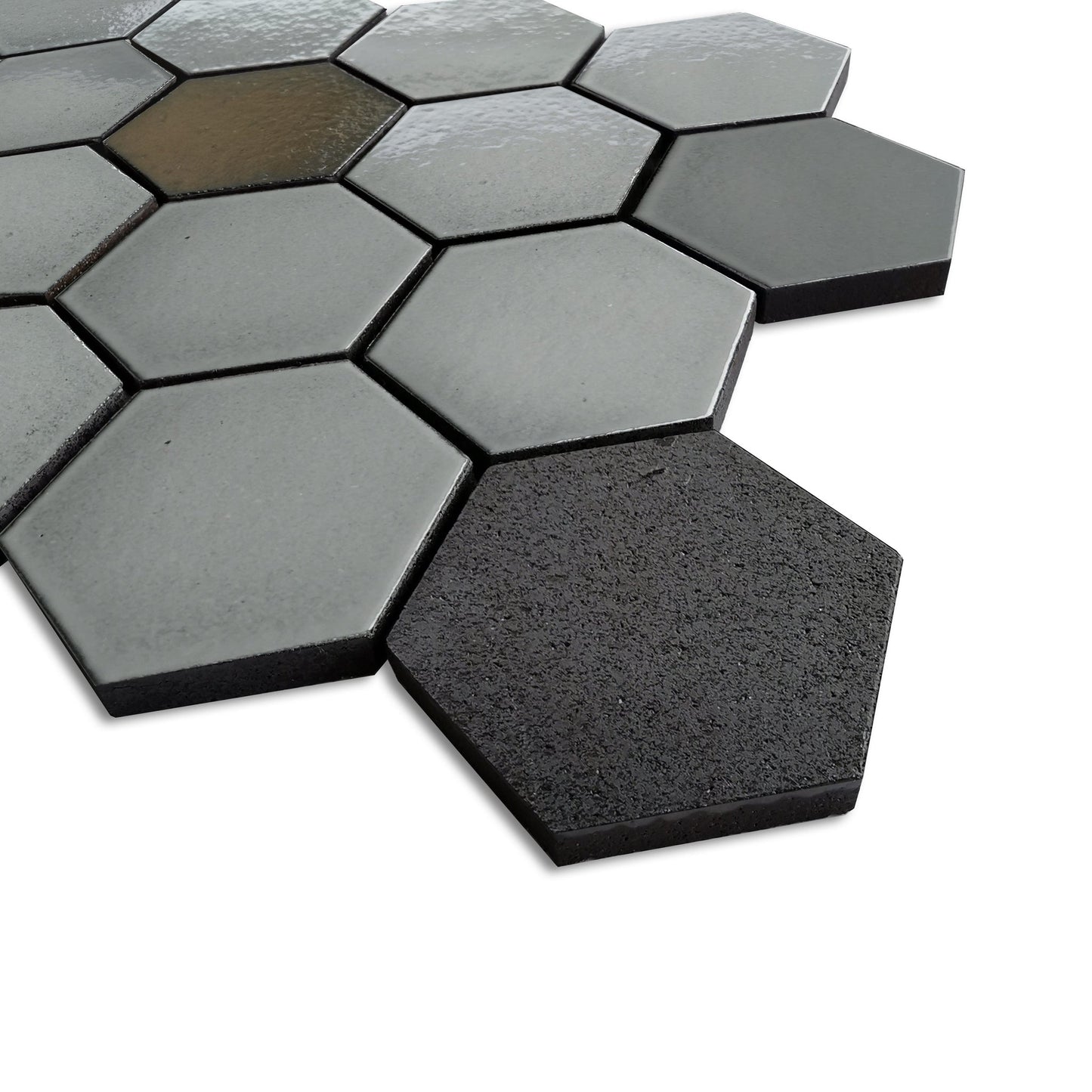 Altair Lugo 9 pcs. Hexagon Grey Stone Mosaic Floor and Wall Tile