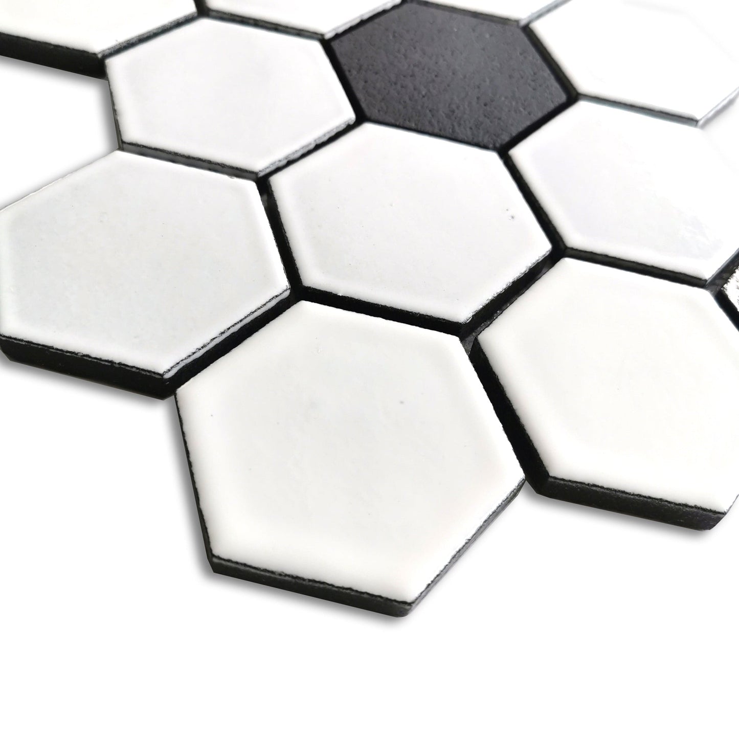 Altair Lugo 9 pcs. Hexagon White Stone Mosaic Floor and Wall Tile