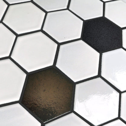 Altair Lugo 9 pcs. Hexagon White Stone Mosaic Floor and Wall Tile