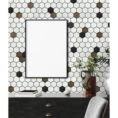 Altair Lugo 9 pcs. Hexagon White Stone Mosaic Floor and Wall Tile