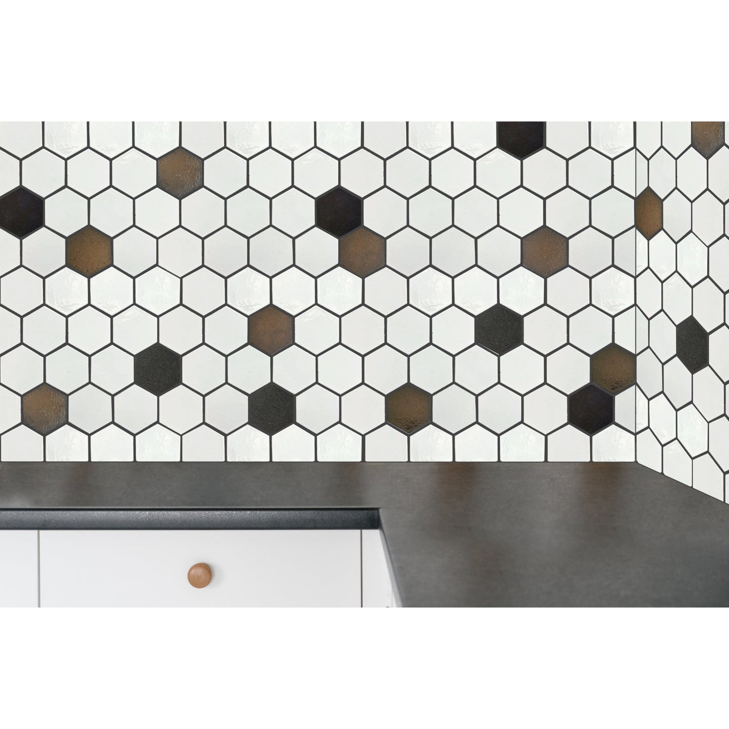 Altair Lugo 9 pcs. Hexagon White Stone Mosaic Floor and Wall Tile