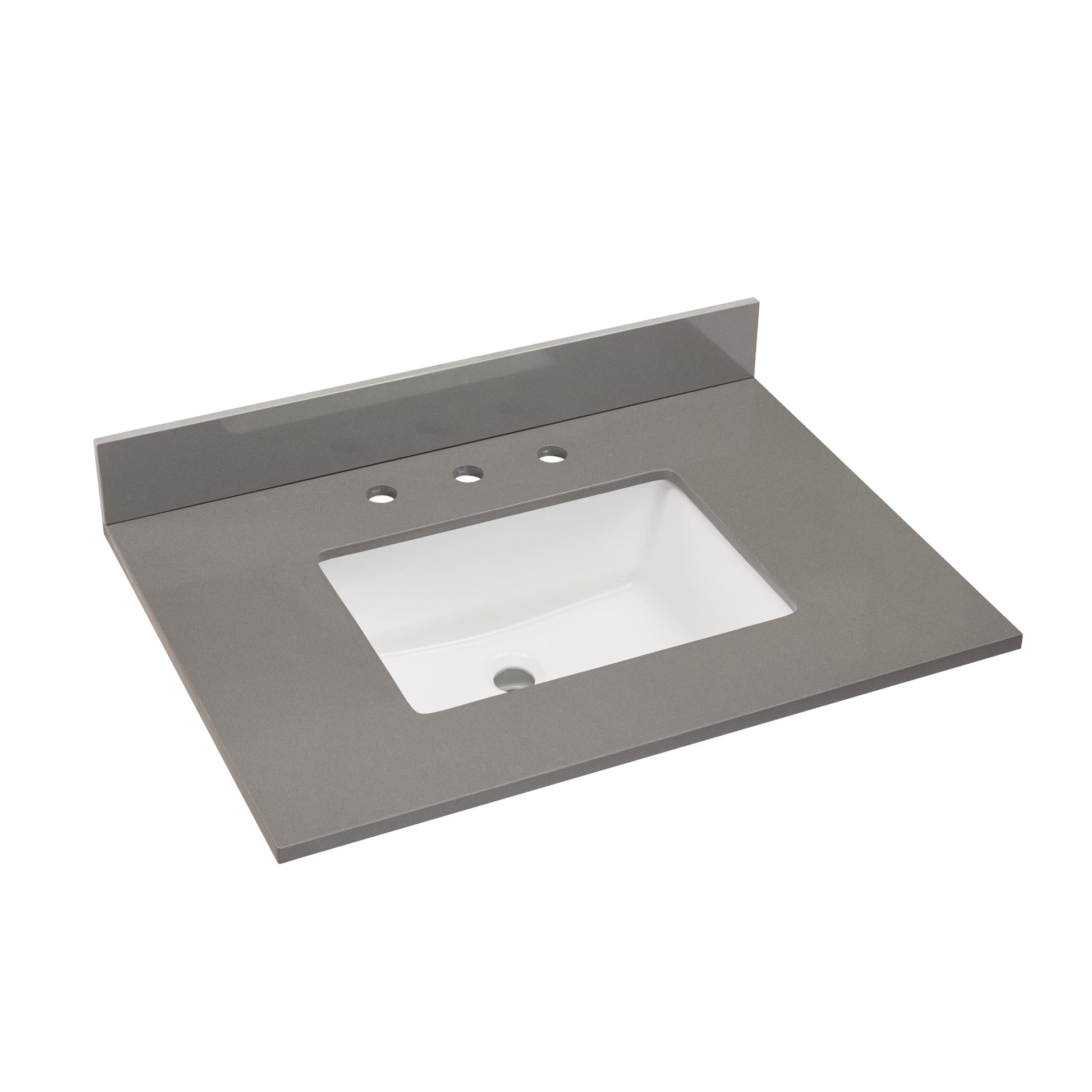 Altair Madrid 31" x 22" Concrete Grey Composite Stone Bathroom Vanity Top With White SInk