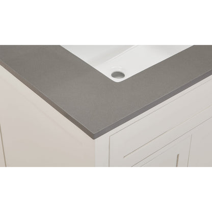 Altair Madrid 31" x 22" Concrete Grey Composite Stone Bathroom Vanity Top With White SInk