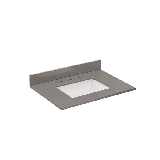 Altair Madrid 31" x 22" Concrete Grey Composite Stone Bathroom Vanity Top With White SInk