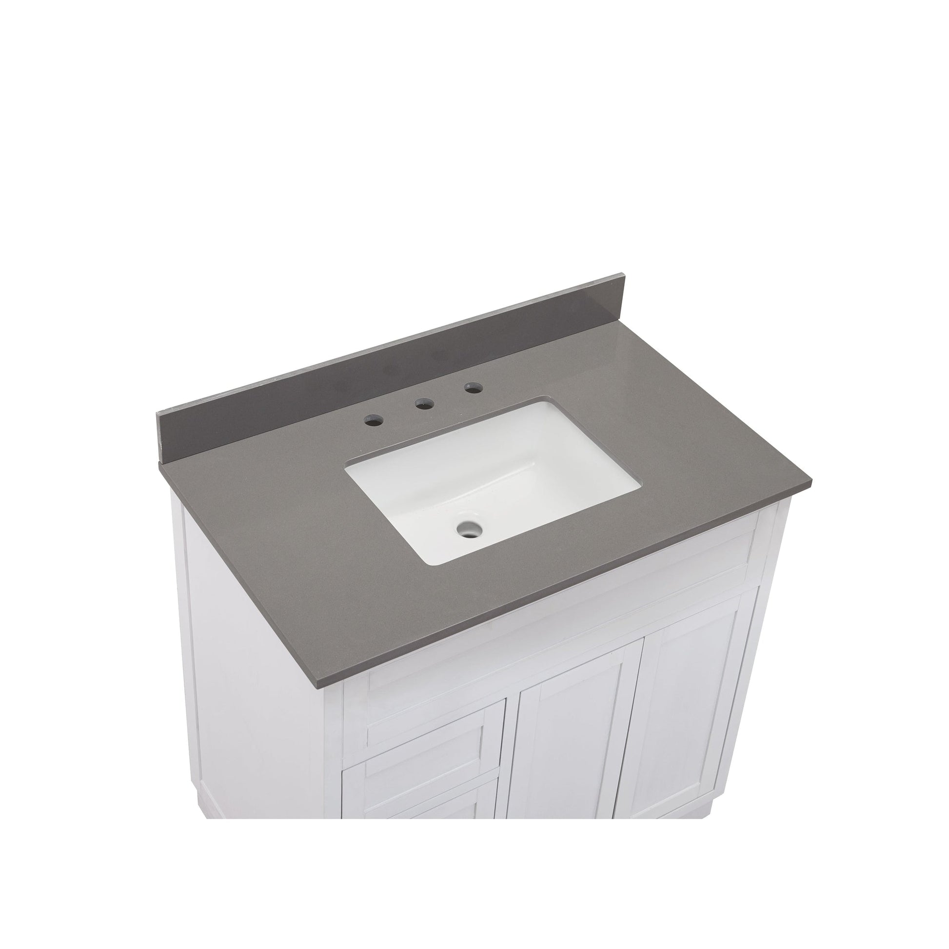 Altair Madrid 37" x 22" Concrete Grey Composite Stone Bathroom Vanity Top With White SInk