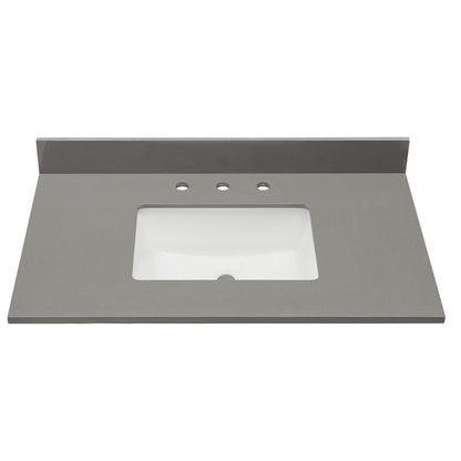 Altair Madrid 37" x 22" Concrete Grey Composite Stone Bathroom Vanity Top With White SInk