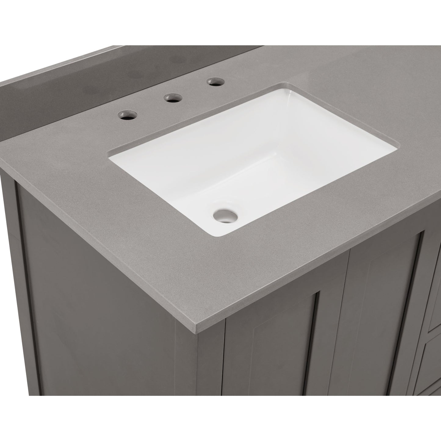 Altair Madrid 61" x 22" Concrete Grey Composite Stone Bathroom Vanity Top With White SInk
