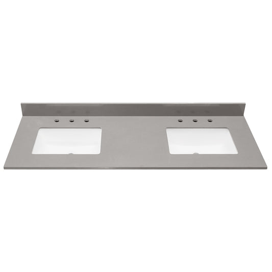 Altair Madrid 61" x 22" Concrete Grey Composite Stone Bathroom Vanity Top With White SInk