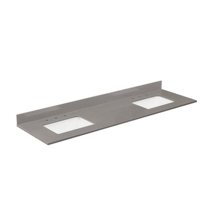 Altair Madrid 73" x 22" Concrete Grey Composite Stone Bathroom Vanity Top With White SInk