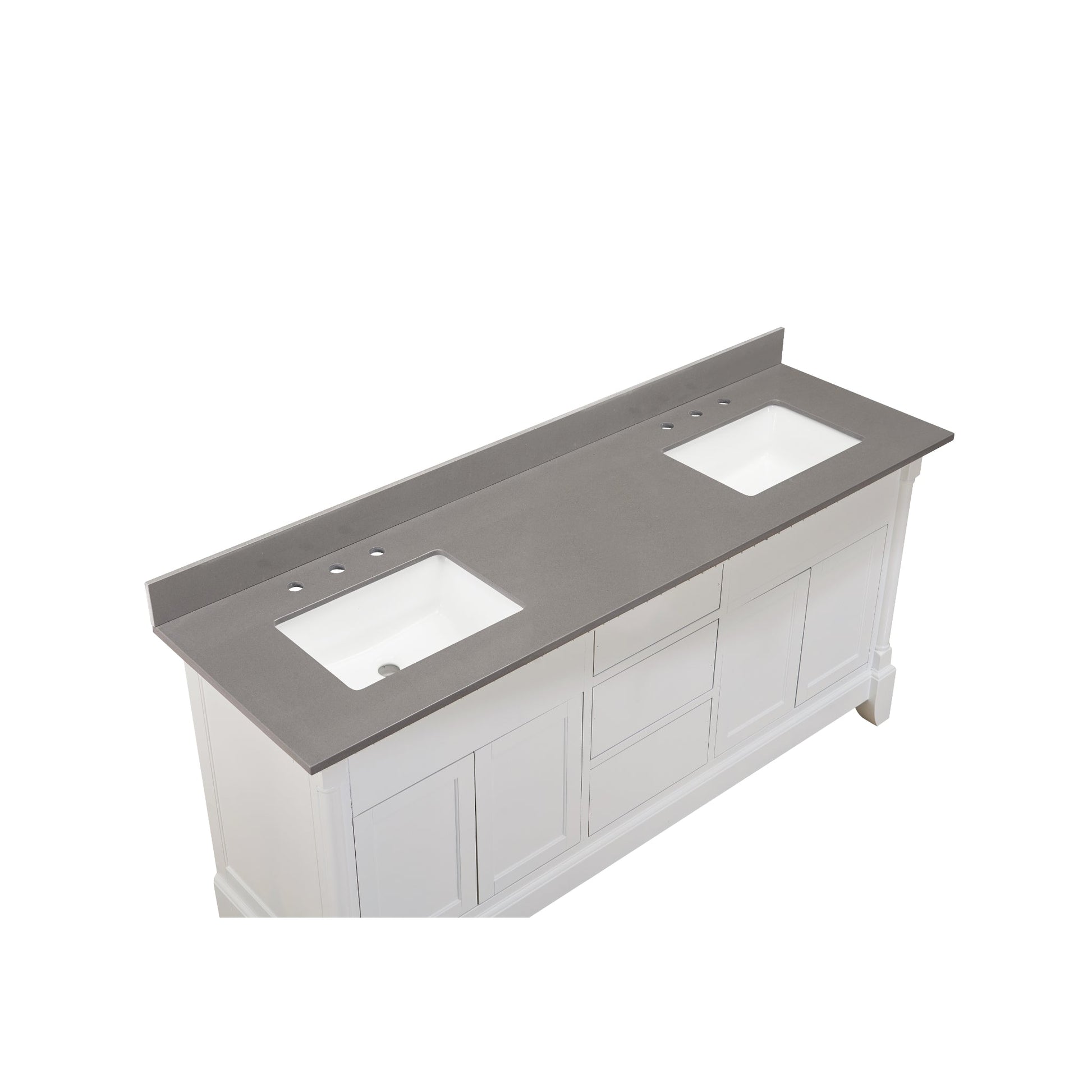 Altair Madrid 73" x 22" Concrete Grey Composite Stone Bathroom Vanity Top With White SInk