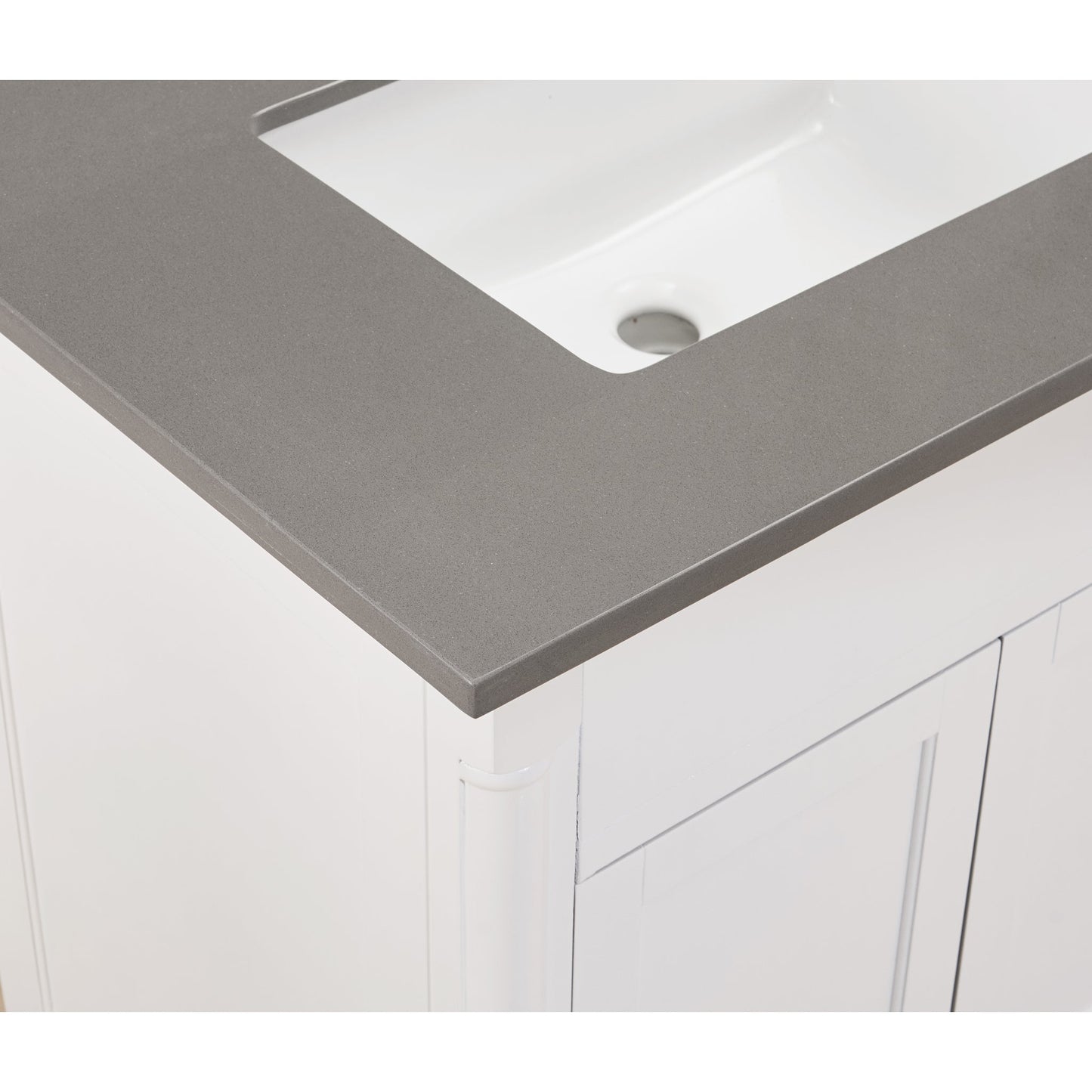 Altair Madrid 73" x 22" Concrete Grey Composite Stone Bathroom Vanity Top With White SInk