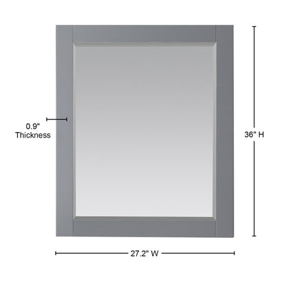 Altair Maribella 27.2" x 36" Rectangle Gray Wood Framed Wall-Mounted Mirror