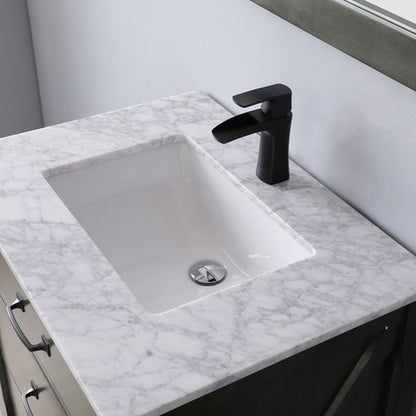 Altair Maribella 30" Single Rust Black Freestanding Bathroom Vanity Set With Natural Carrara White Marble Top, Rectangular Undermount Ceramic Sink, and Overflow