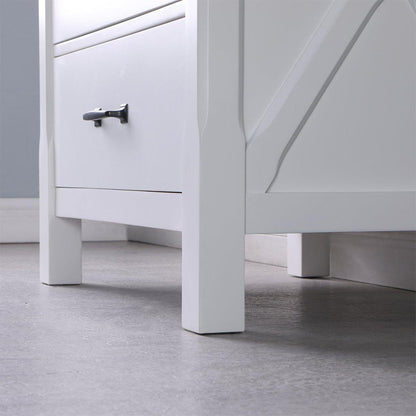 Altair Maribella 30" Single White Freestanding Bathroom Vanity Set With Natural Carrara White Marble Top, Rectangular Undermount Ceramic Sink, and Overflow