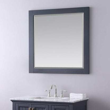 Altair Maribella 33.5" x 36" Rectangle Classical Blue Wood Framed Wall-Mounted Mirror