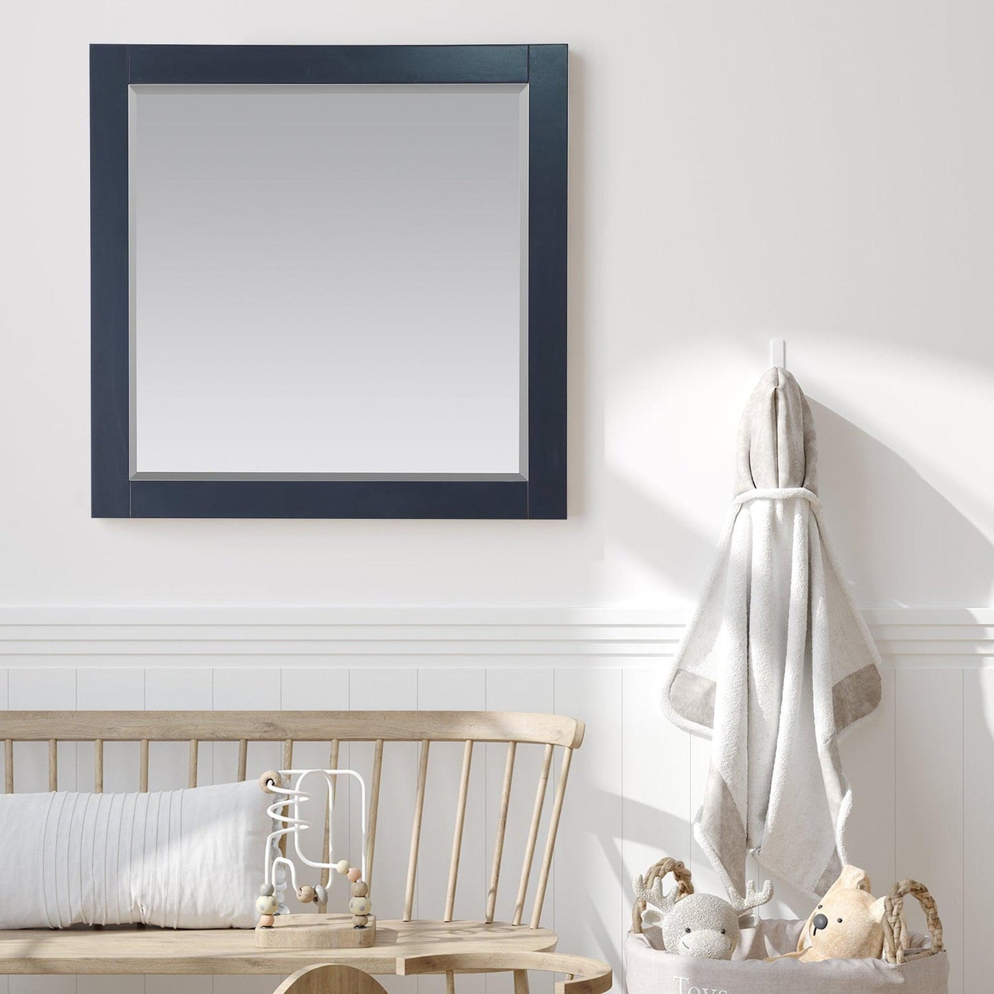 Altair Maribella 33.5" x 36" Rectangle Classical Blue Wood Framed Wall-Mounted Mirror