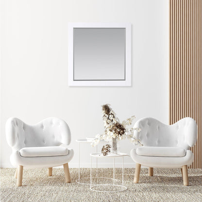 Altair Maribella 33.5" x 36" Rectangle White Wood Framed Wall-Mounted Mirror