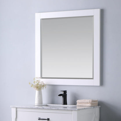 Altair Maribella 33.5" x 36" Rectangle White Wood Framed Wall-Mounted Mirror