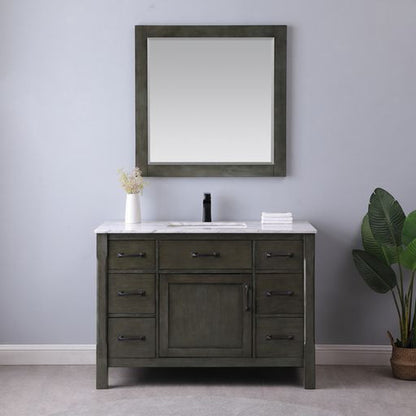 Altair Maribella 48" Single Rust Black Freestanding Bathroom Vanity Set With Natural Carrara White Marble Top, Rectangular Undermount Ceramic Sink, and Overflow