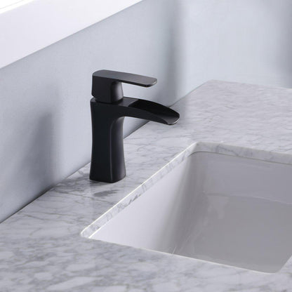 Altair Maribella 48" Single White Freestanding Bathroom Vanity Set With Natural Carrara White Marble Top, Rectangular Undermount Ceramic Sink, and Overflow