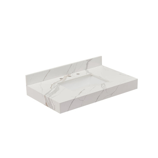 Altair Marseille 48" x 22" Calacatta White Apron Composite Stone Bathroom Vanity Top With White SInk
