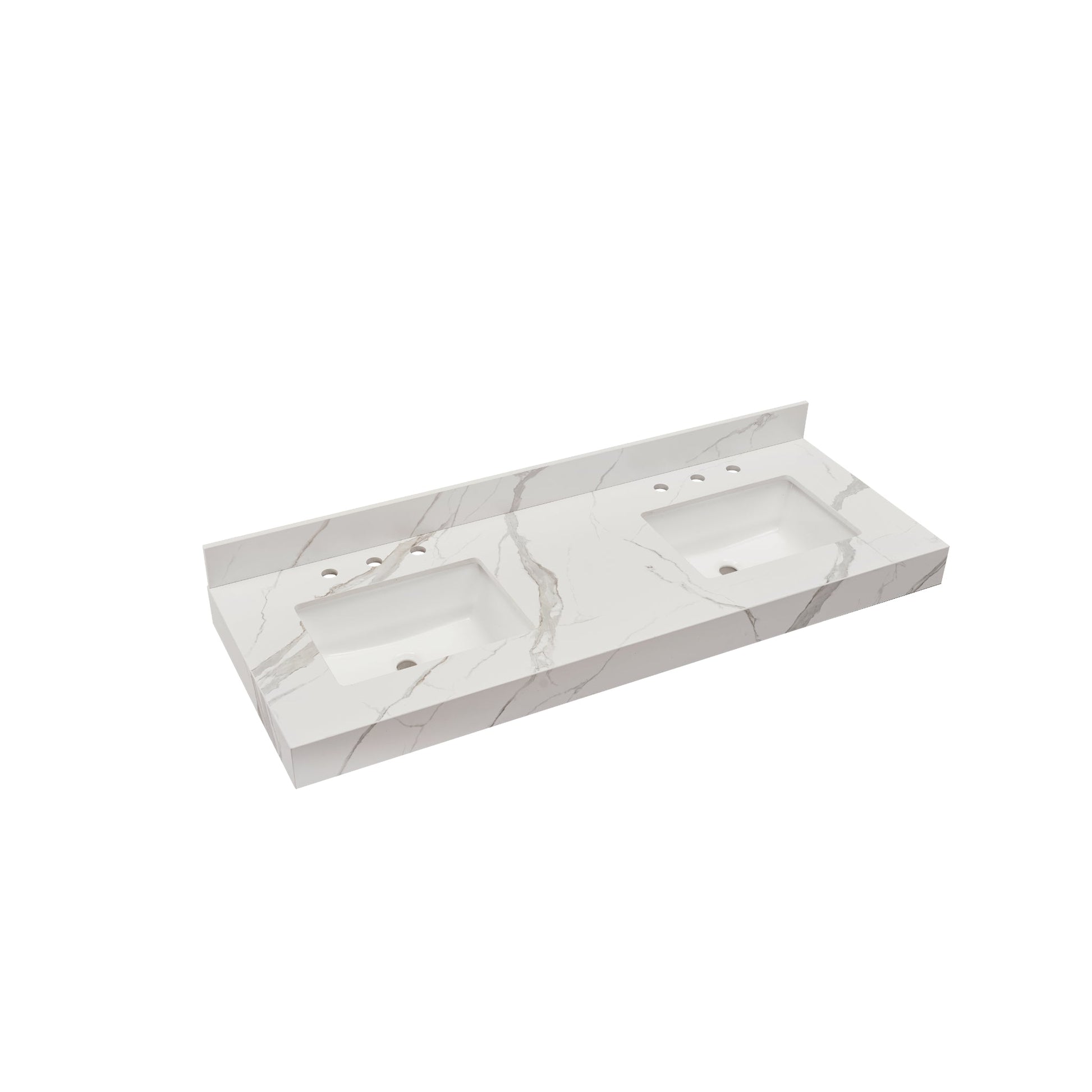 Altair Marseille 60" x 22" Calacatta White Apron Composite Stone Bathroom Vanity Top With White SInk