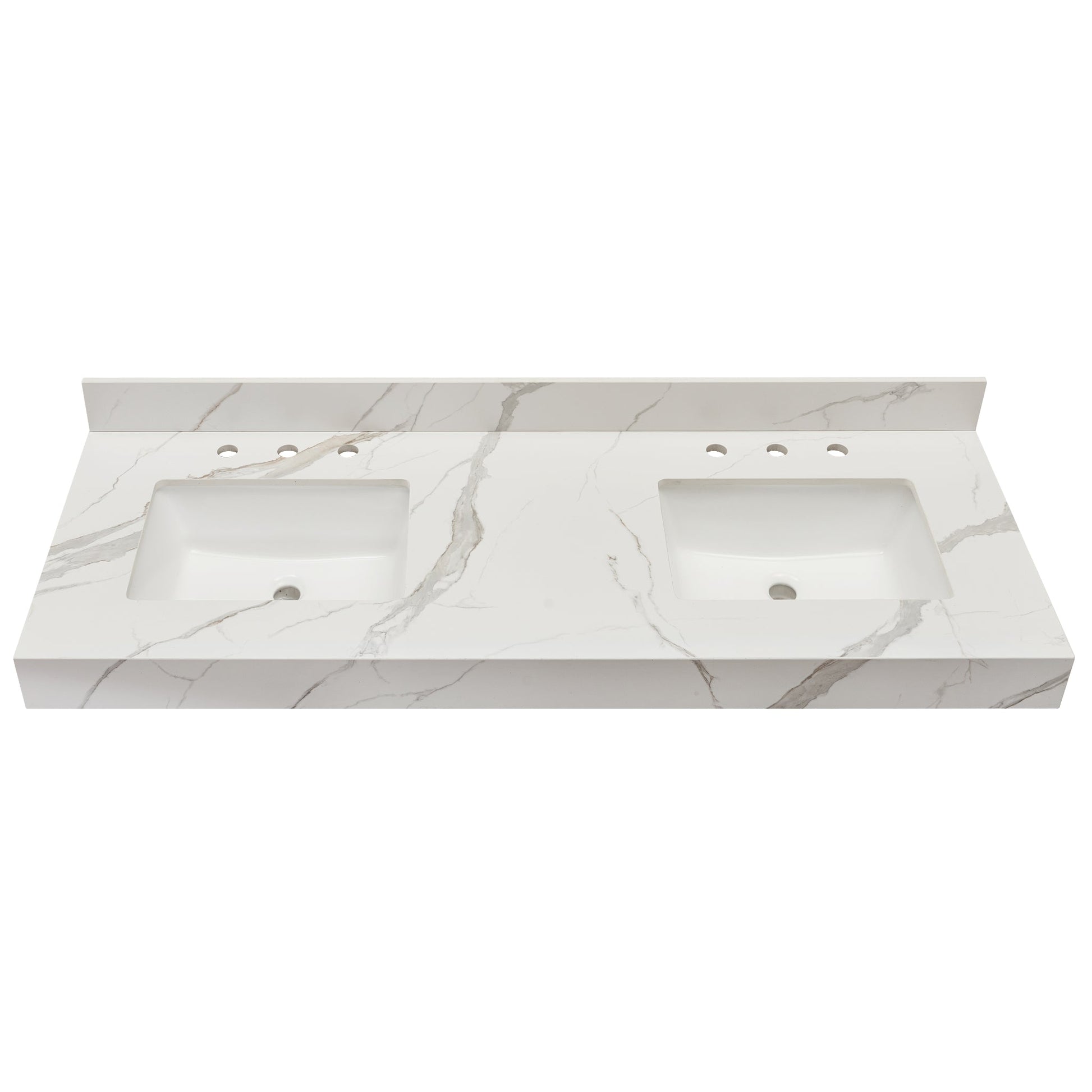 Altair Marseille 60" x 22" Calacatta White Apron Composite Stone Bathroom Vanity Top With White SInk