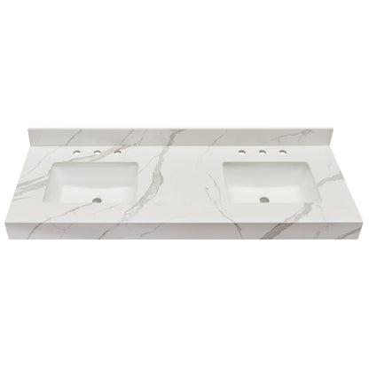 Altair Marseille 60" x 22" Calacatta White Apron Composite Stone Bathroom Vanity Top With White SInk