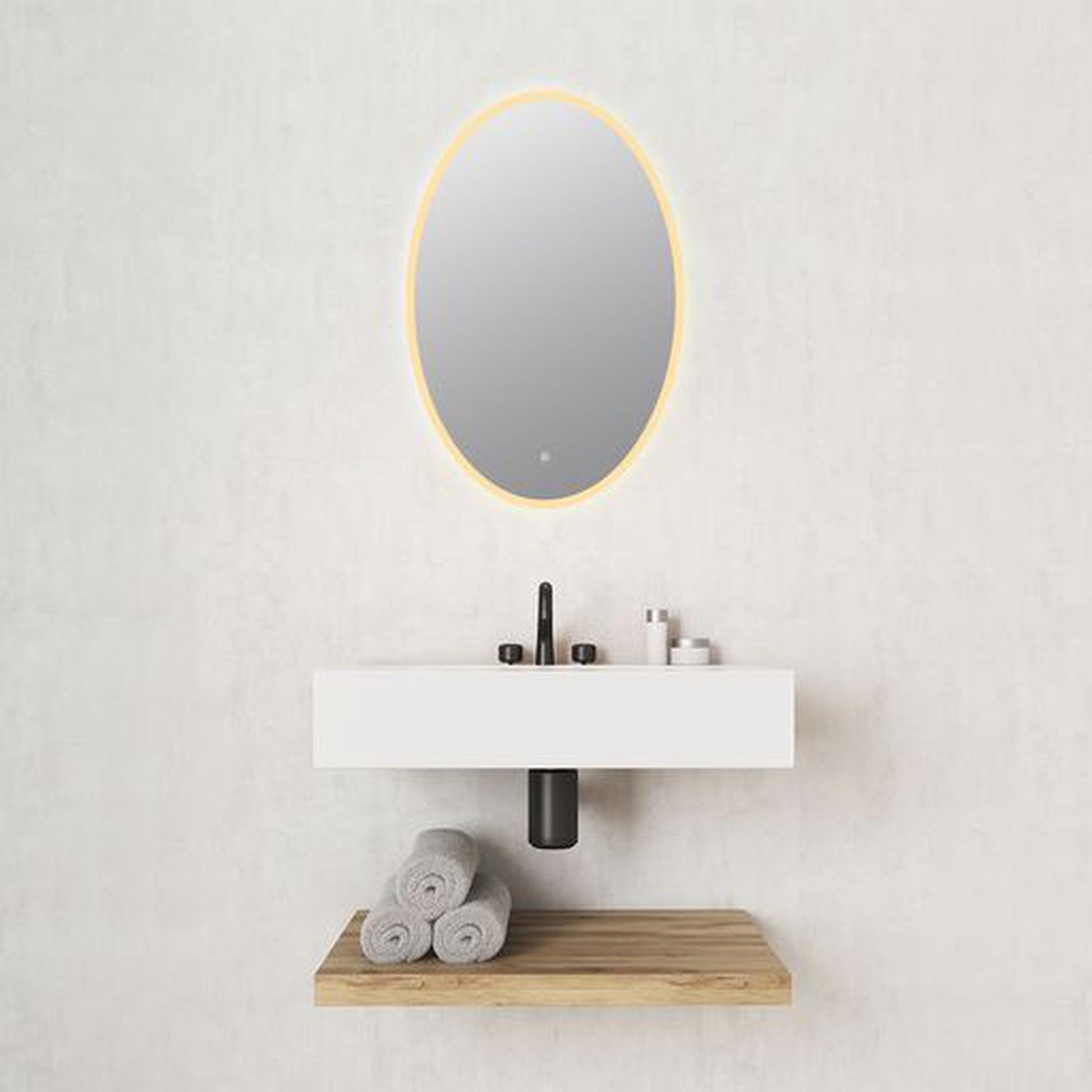 Altair Matera 24" Oval Acrylic Frame Wall-Mounted LED Mirror